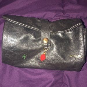 Guess Black Cosmetic Bag with Red Charm